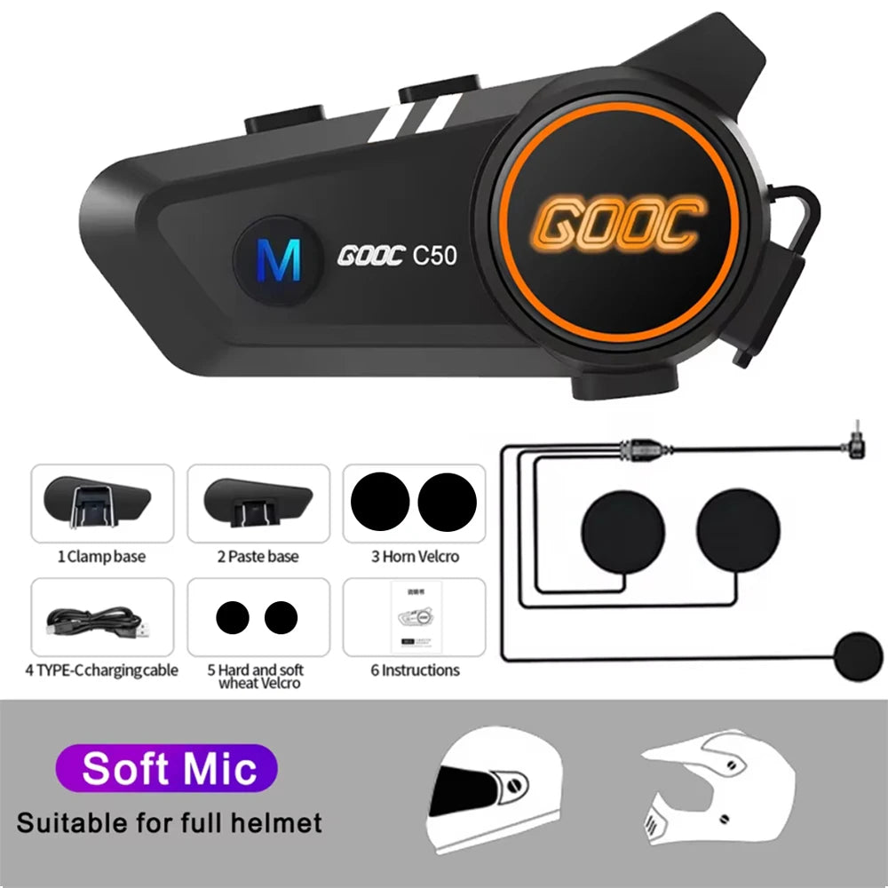 Auriculares Bluetooth 5.3 para casco, inalámbricos, manos libres, kit telefónico para motocicleta, resistentes al agua, con reproductor de música MP3 y altavoz para moto.