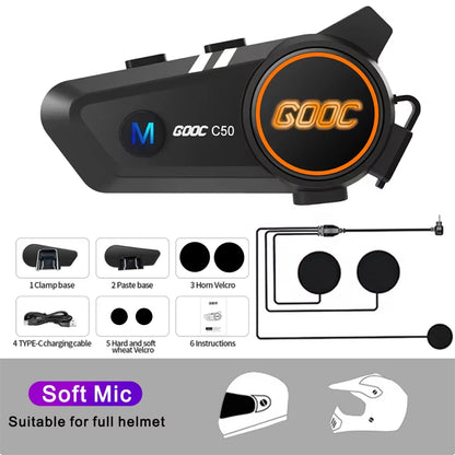 Auriculares Bluetooth 5.3 para casco, inalámbricos, manos libres, kit telefónico para motocicleta, resistentes al agua, con reproductor de música MP3 y altavoz para moto.