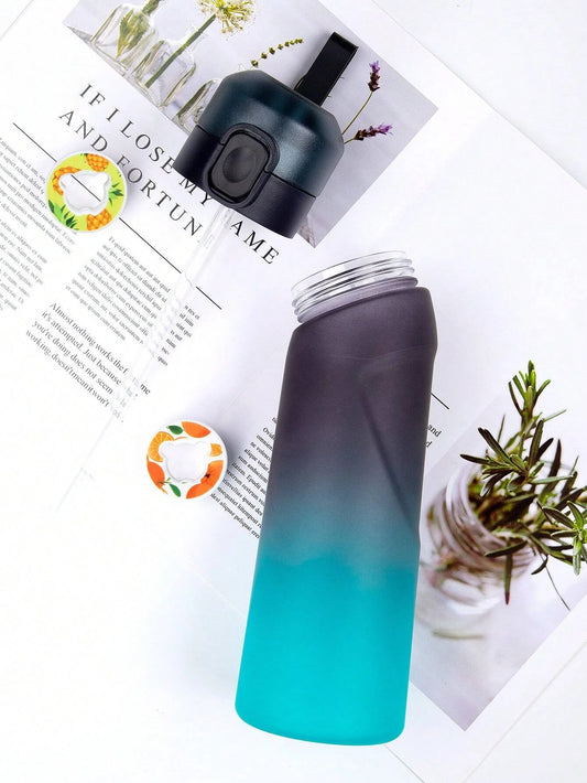 1 botella de agua saborizada de 650 ml con 1 cápsula de sabor aleatorio. Botella de agua Air Water Bottle negra esmerilada. Ideal para camping, deportes y fitness.