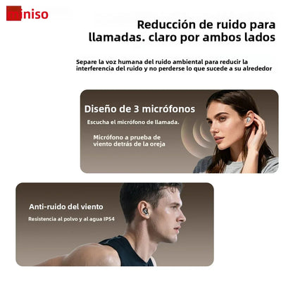 Auriculares Bluetooth MINISO MS105, intrauditivos, suaves, inalámbricos, resistentes al agua IPX5.