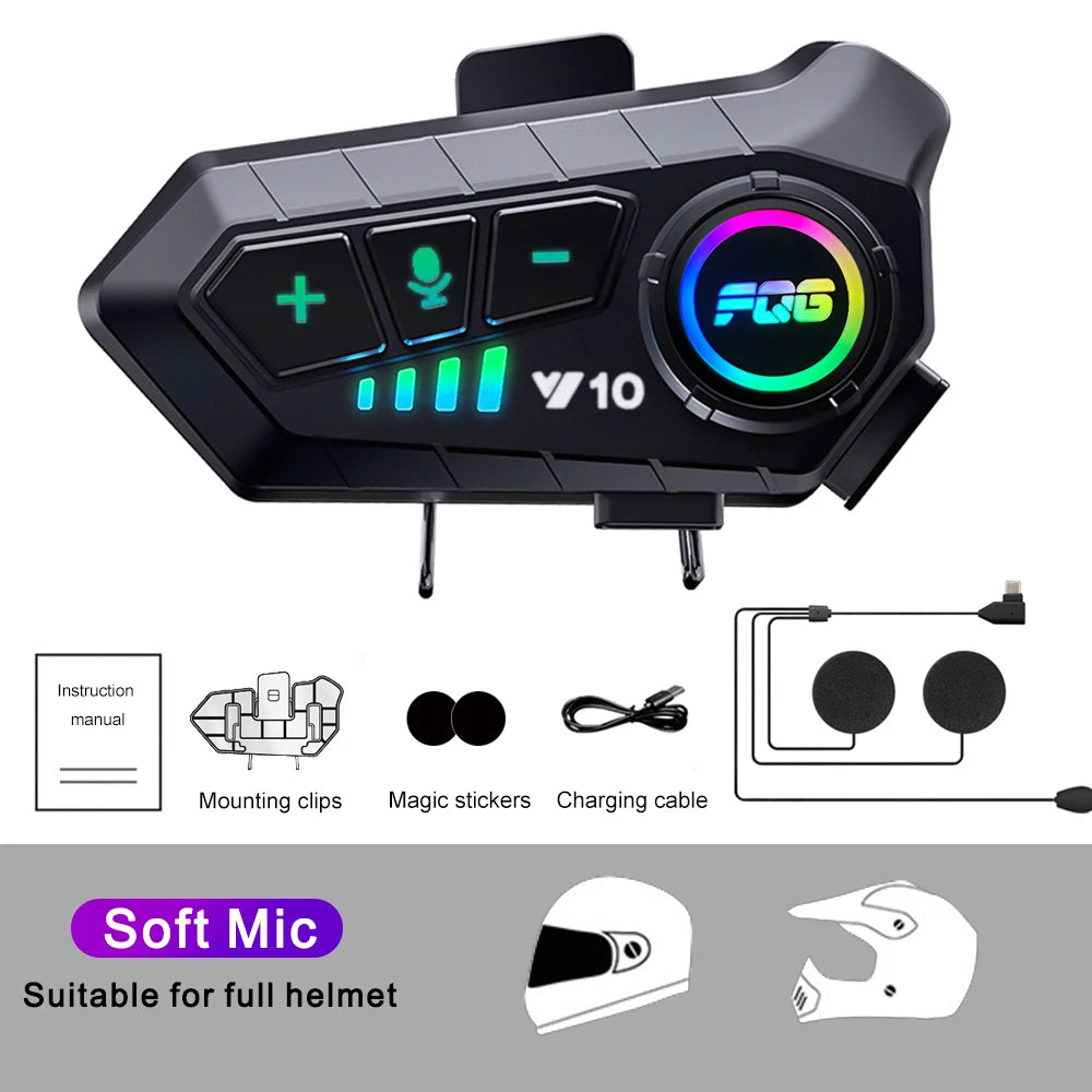Auriculares Bluetooth 5.3 para casco, inalámbricos, manos libres, kit telefónico para motocicleta, resistentes al agua, con reproductor de música MP3 y altavoz para moto.