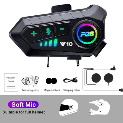 Auriculares Bluetooth 5.3 para casco, inalámbricos, manos libres, kit telefónico para motocicleta, resistentes al agua, con reproductor de música MP3 y altavoz para moto.
