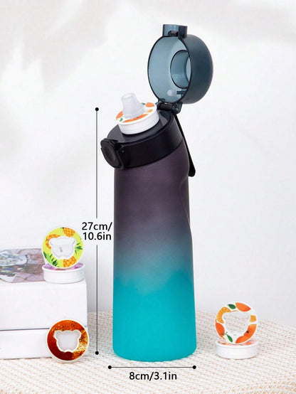 1 botella de agua saborizada de 650 ml con 1 cápsula de sabor aleatorio. Botella de agua Air Water Bottle negra esmerilada. Ideal para camping, deportes y fitness.
