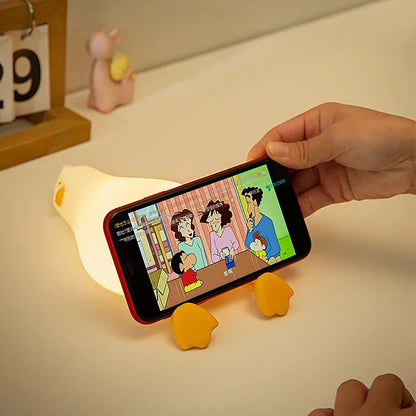 Lying Flat Duck Night Light, LED Squishy Duck Lamp, Cute Light Up Duck, Silicone Dimmable Nursery Nightlight