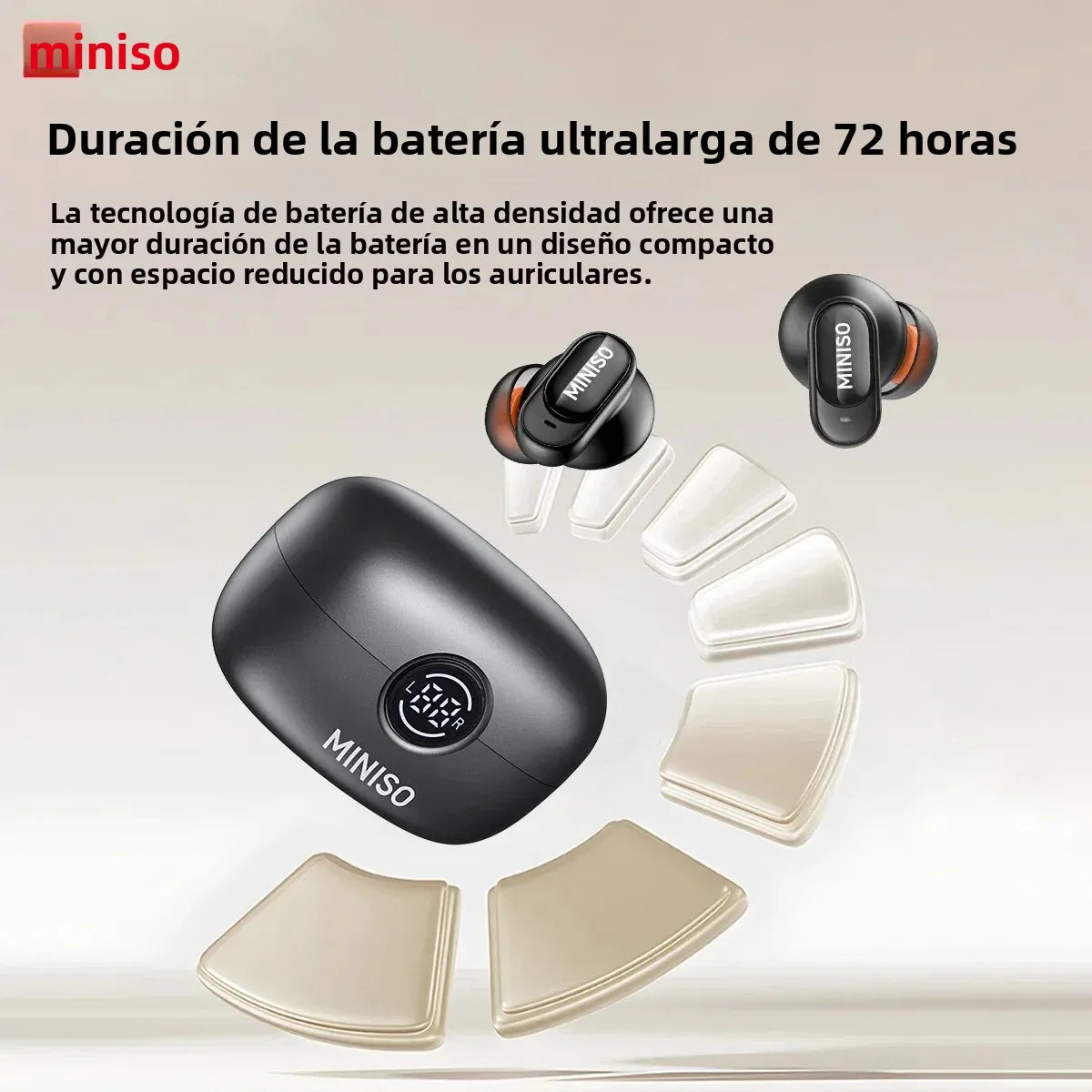 Auriculares Bluetooth MINISO MS105, intrauditivos, suaves, inalámbricos, resistentes al agua IPX5.