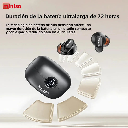 Auriculares Bluetooth MINISO MS105, intrauditivos, suaves, inalámbricos, resistentes al agua IPX5.