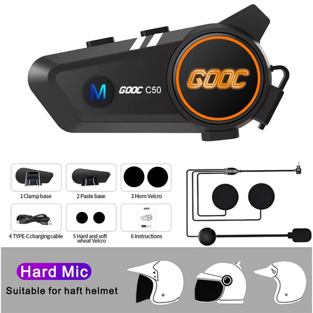Auriculares Bluetooth 5.3 para casco, inalámbricos, manos libres, kit telefónico para motocicleta, resistentes al agua, con reproductor de música MP3 y altavoz para moto.