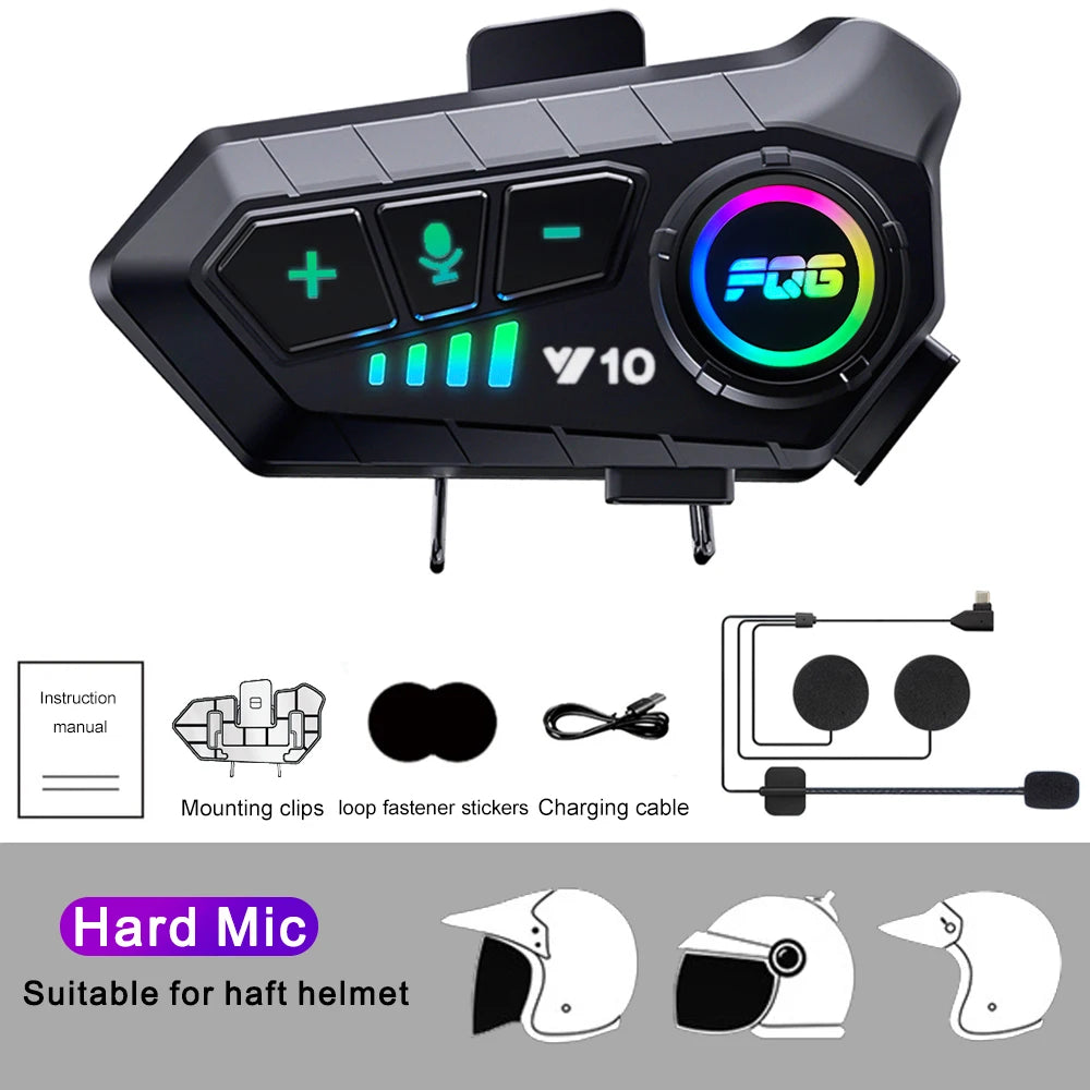 Auriculares Bluetooth 5.3 para casco, inalámbricos, manos libres, kit telefónico para motocicleta, resistentes al agua, con reproductor de música MP3 y altavoz para moto.