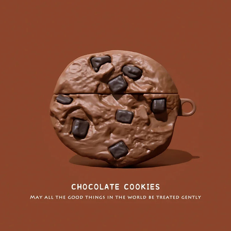 Funda 3D con diseño de galletas de chocolate para AirPods 1, 2, 3 y 4 Pro. Funda de silicona suave con diseño de dibujos animados para AirPods Pro 2.