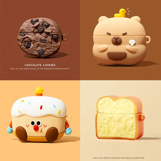 Funda 3D con diseño de galletas de chocolate para AirPods 1, 2, 3 y 4 Pro. Funda de silicona suave con diseño de dibujos animados para AirPods Pro 2.