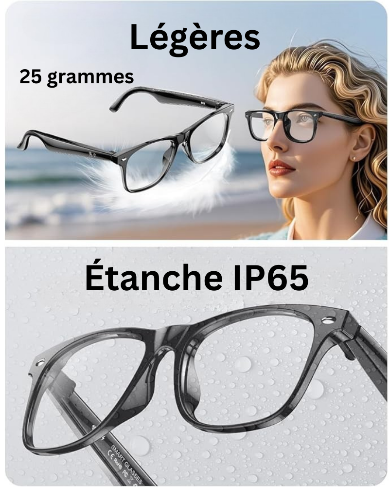 Gafas inteligentes 4K IA | Cámara HD manos libres, Control por Voz y Llamadas Bluetooth